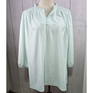 Lane Bryant Women's 18/20 Mint Green‎ Notch Neck 3/4 Sleeve Blouse Top